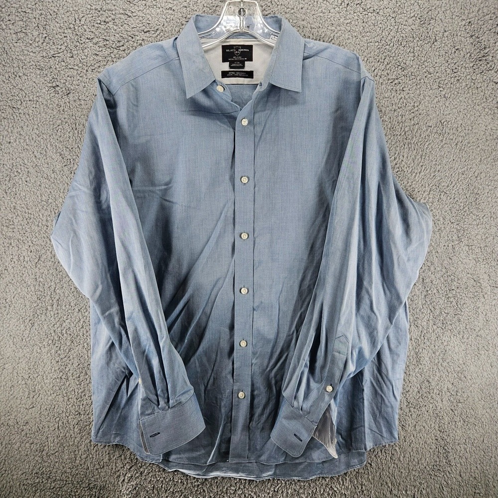 Black Brown 1826 Mens Fitted Non Iron Egyptian Cotton Dress Shirt Blue 17 36